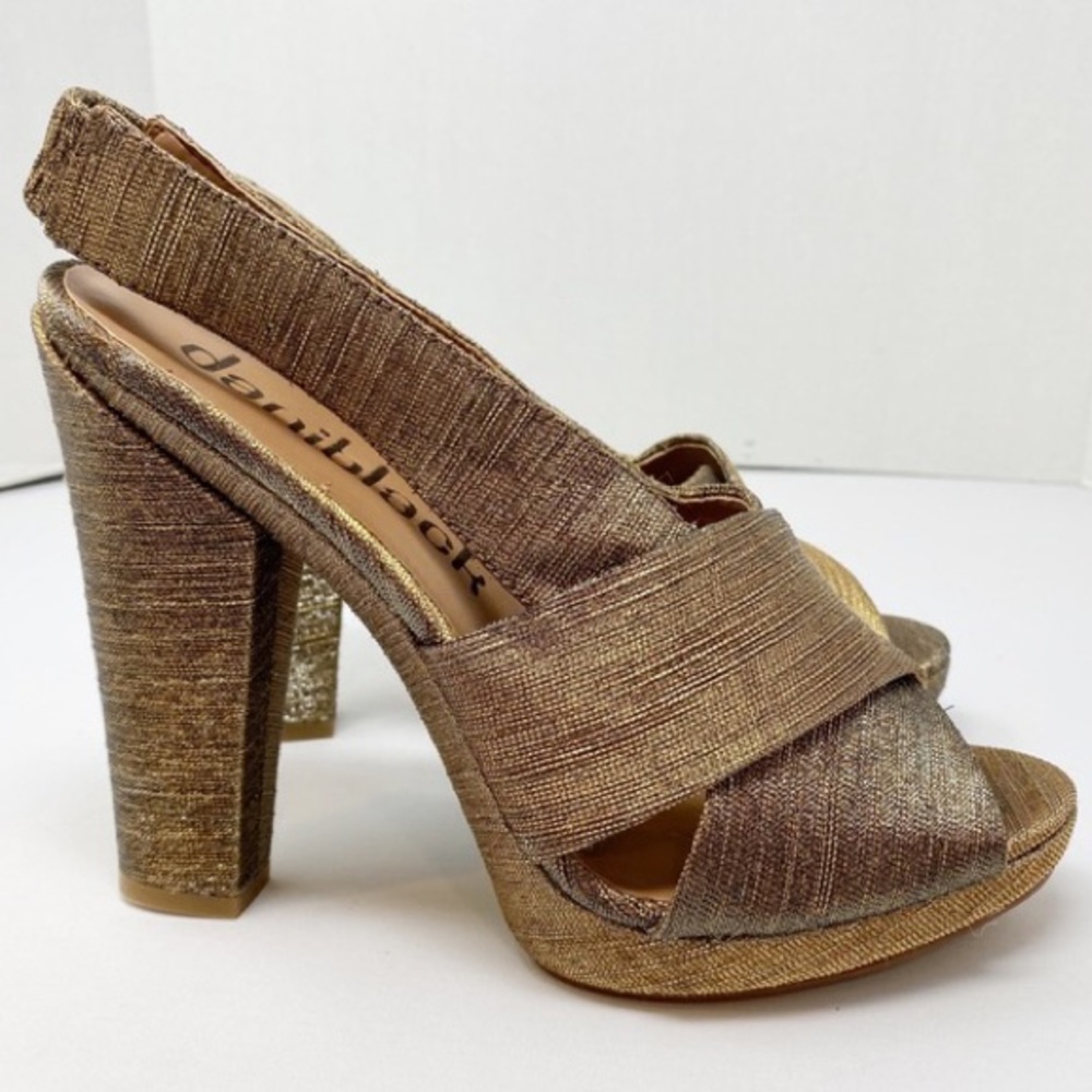 Anthropologie Dani Black Antique Gold Heels